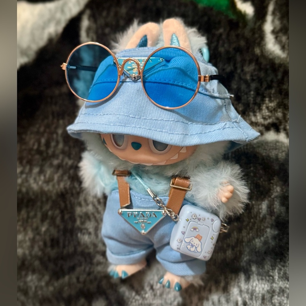 4pcs Stylish Blue outfit set with Accessories for 15cm-17cm dolls